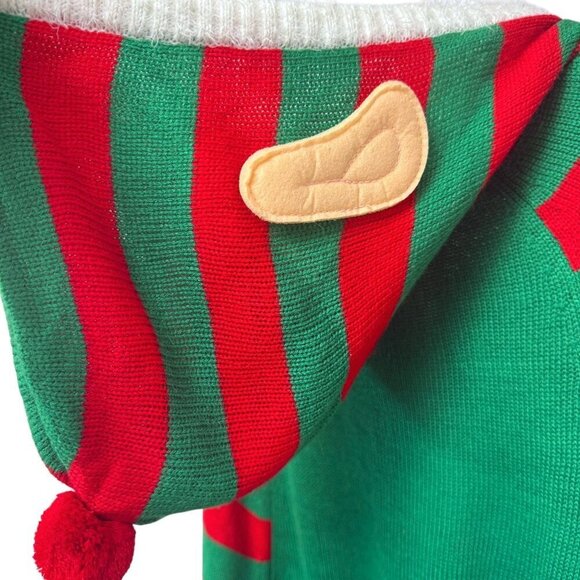 New Elf Ugly Christmas Sweater XS/S Poncho Cape Hood Elf Ears Party Holiday Top - Picture 4 of 10